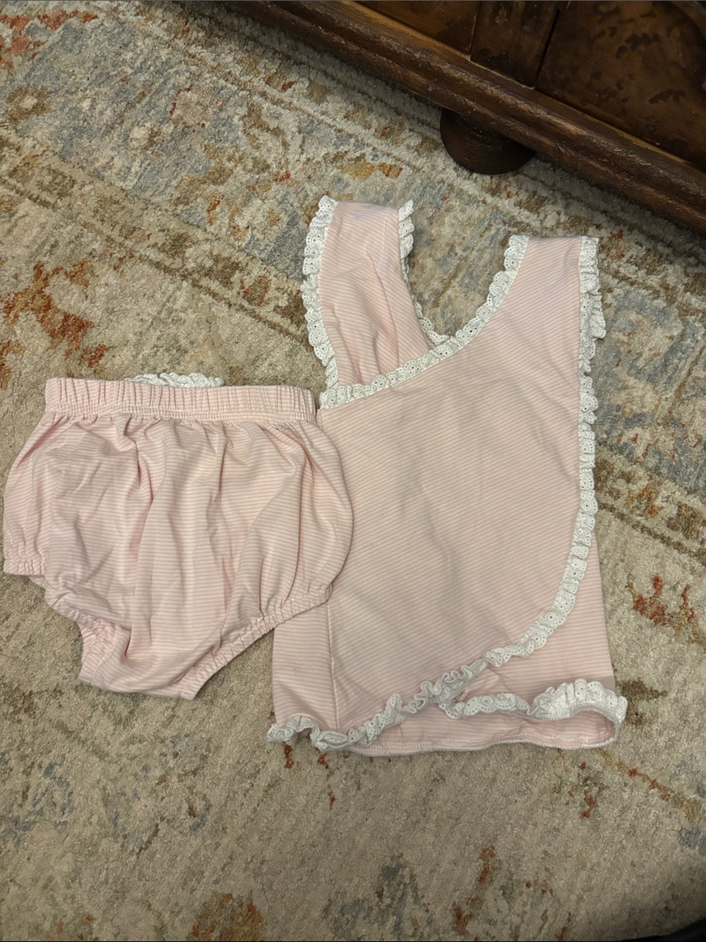 Pink Lace-Trim Kids Matching Pajama Set